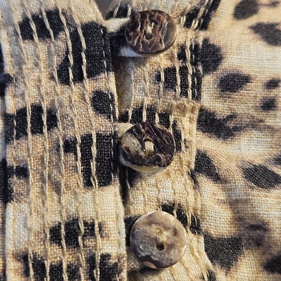 Johnny Was Linen Woman Leopard Floral Mini Dress 1X Boho Luxe Statement Embroide - Picture 9 of 13